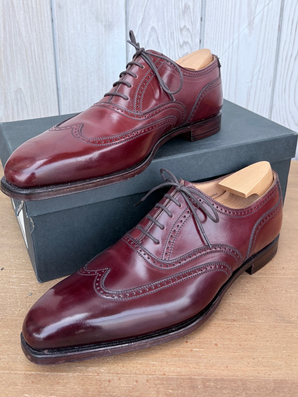 Rare Crockett & Jones “Drummond” Burgundy Shell Cordovan Wingtip Oxford